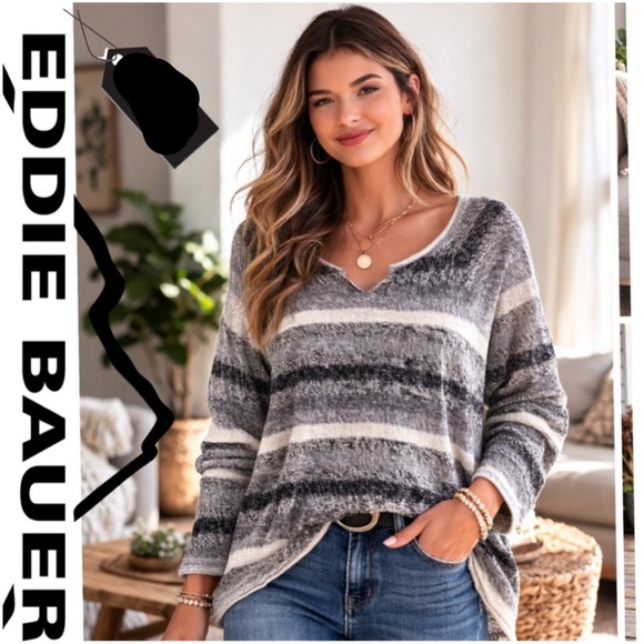 Eddie Bauer Sweaters - Eddie Bauer Long sleeve cotton striped sweater